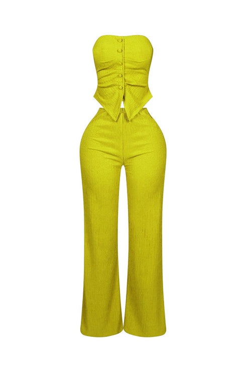 Imari Button Detail Tube Top & Pants SET
